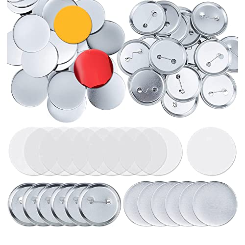 Cetfuro 100 Sets Runde Knopfteile -HerstellungszubehöR 58 Mm Metallknopf-Abzeichen-Kits, Pin-Back-Button-Teile von Cetfuro