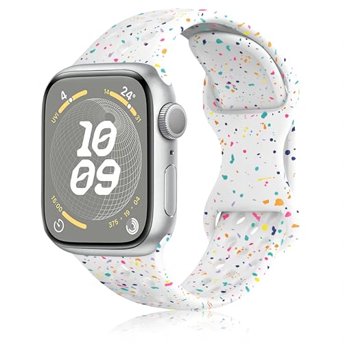 Sport Armband Kompatibel mit Apple Watch Armband 38mm 40mm 41mm 42mm 44mm 45mm 49mm, Ersatz Silikon Armbänder für iWatch SE Ultra Series 9 8 7 6 5 4 3 2 1 (38/40/41MM, Weiß) von Cezlstesy