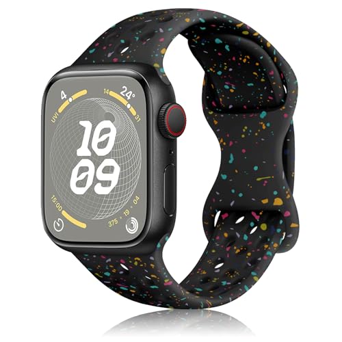 Sport Armband Kompatibel mit Apple Watch Armband 38mm 40mm 41mm 42mm 44mm 45mm 49mm, Ersatz Silikon Armbänder für iWatch SE Ultra Series 9 8 7 6 5 4 3 2 1 (42/44/45/49mm, Schwarz) von Cezlstesy