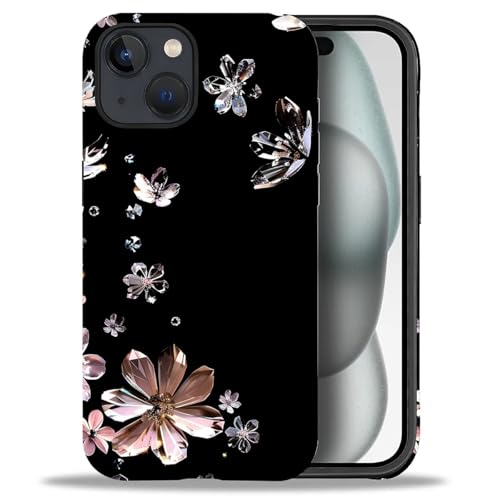 ChaiRy Hülle für iPhone 15 6,1 Zoll, Glitzer Blumen Muster Handyhülle-TPU Mattierte Rückseite Schutzhülle für iPhone 15 von ChaiRy