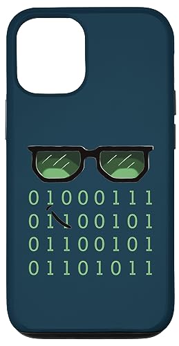 Hülle für iPhone 12/12 Pro Cooler Programmiergeek mit Sonnenbrille und Binärcodierung von Character Alley