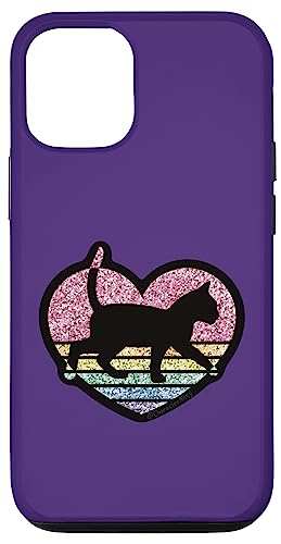 Hülle für iPhone 13 Pro Süßer Katzenliebhaber, Retro, Regenbogen-Herz von Character Alley