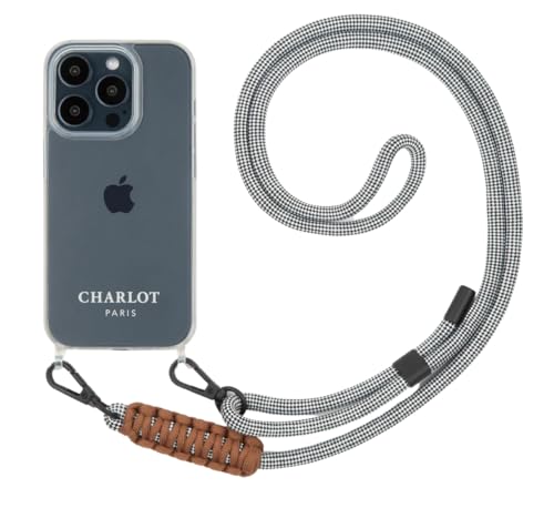 Charlot Paris Schutzhülle + Kordelzug, elegantes und praktisches Zubehör für Telefon, Umhängetasche oder Hals (Elie Vichy, iPhone X/XS) von Charlot Paris