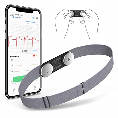 Checkme Mobiles EKG Gerät mit Brustgurt, Echtzeit-EKG-Wellenformanzeige, 30s-15min Langzeit EKG Monitor, Funktioniert mit App für iOS & Android, Tragbarer Bluetooth Herzfrequenz-Brustgurt für Zuhause von CheckMe
