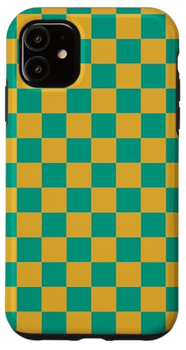 Hülle für iPhone 11 Schachbrett kariert kariert Karo Muster grün gelb von Checkered Checked Check Pattern Designs