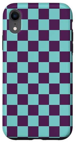 Hülle für iPhone XR Schachbrett Kariert Karo Muster Lila Blau von Checkered Checked Check Pattern Designs