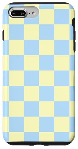 Hülle für iPhone 7 Plus/8 Plus Blau Gelb Schachbrettmuster Schach Kariert Liebhaber von Checkered Lover