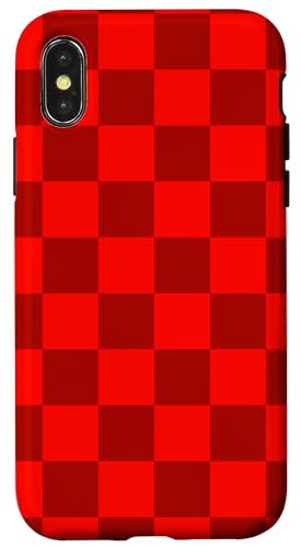Hülle für iPhone X/XS Schachbrettmuster rot karierte Rennflagge von Checkered Lover