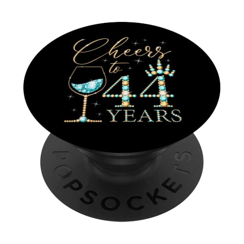 Ein Hoch auf 44 Jahre alte Frauen zum 44. Geburtstag, Frauen, Königinnen, Geburtstag PopSockets Klebender PopGrip von Cheers to My Birthday Golden Yellow & Blue Green