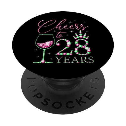 Ein Hoch auf 28-jährige Frauen zum 28. Geburtstag, Frauen, Königinnen, Geburtstag PopSockets Klebender PopGrip von Cheers to My Birthday Pink & Green