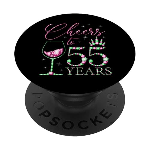 Ein Hoch auf 55 Jahre alte Frauen zum 55. Geburtstag, Frauen, Königinnen, Geburtstag PopSockets Klebender PopGrip von Cheers to My Birthday Pink & Green