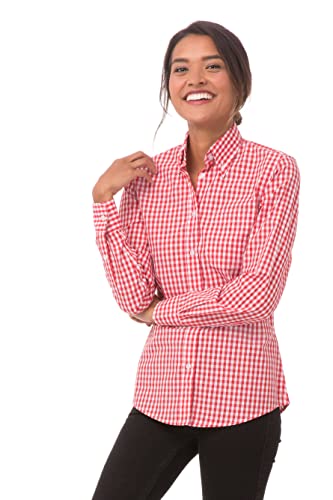 Chef Works Damen Gingham Kleid Shirt, Rot und Weiß kariert, Mittel von Chef Works