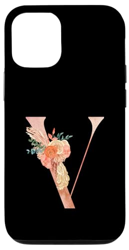 Hülle für iPhone 12/12 Pro Niedliches Monogramm Initiale farbige Buchstaben Blumen Großbuchstaben V von Cheffsspecials Floral Cute Monogram Initials