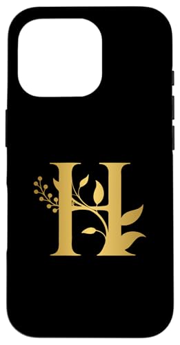 Hülle für iPhone 16 Pro Niedliches Monogramm Initiale farbige Buchstaben Blumen Großbuchstaben H von Cheffsspecials Floral Cute Monogram Initials