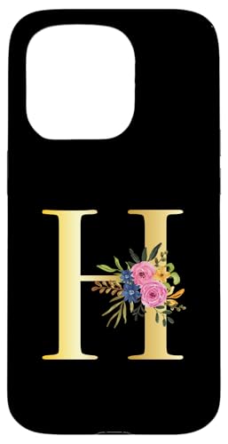 Niedliches Monogramm Initiale farbige Buchstaben Blumen Großbuchstaben H Hülle für iPhone 15 Pro von Cheffsspecials Floral Cute Monogram Initials