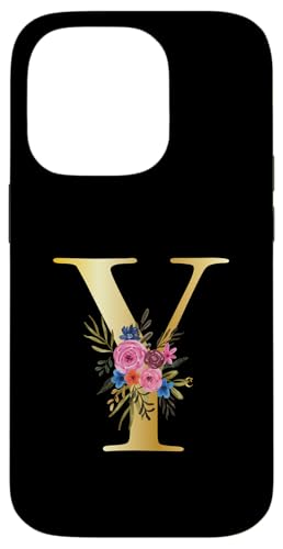 Niedliches Monogramm Initiale farbige Buchstaben Blumen Großbuchstaben Y Hülle für iPhone 14 Pro von Cheffsspecials Floral Cute Monogram Initials