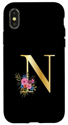 Niedliches Monogramm Initiale farbige Buchstaben Blumen Großstadt N Hülle für iPhone X/XS von Cheffsspecials Floral Cute Monogram Initials