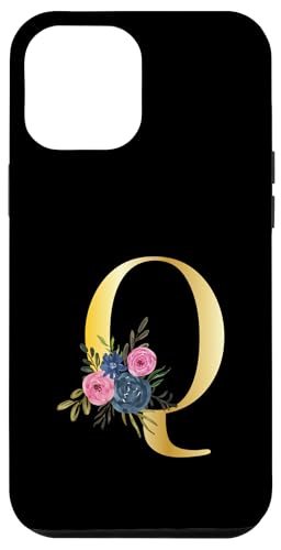 Niedliches Monogramm Initiale farbige Buchstaben Blumen Großstadt Q Hülle für iPhone 12 Pro Max von Cheffsspecials Floral Cute Monogram Initials