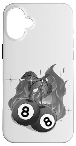 Hülle für iPhone 16 Plus Flaming 8 Billardkugel Cherry Fire Ball Cherry 8 Ball von Cherry Decor Cute And Kawaii Pattern Colorful