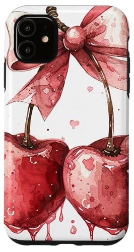 Hülle für iPhone 11 Girly || Schleife in Aquarell|| Kokette || Ästhetische rosa Schleife von Cherry Pink Bow Soft Girl theme