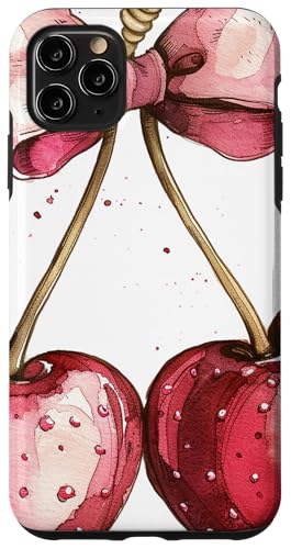 Hülle für iPhone 11 Pro Max Girly || Schleife in Aquarell || Kokette || Ästhetische rosa Schleife von Cherry Pink Bow Soft Girl theme