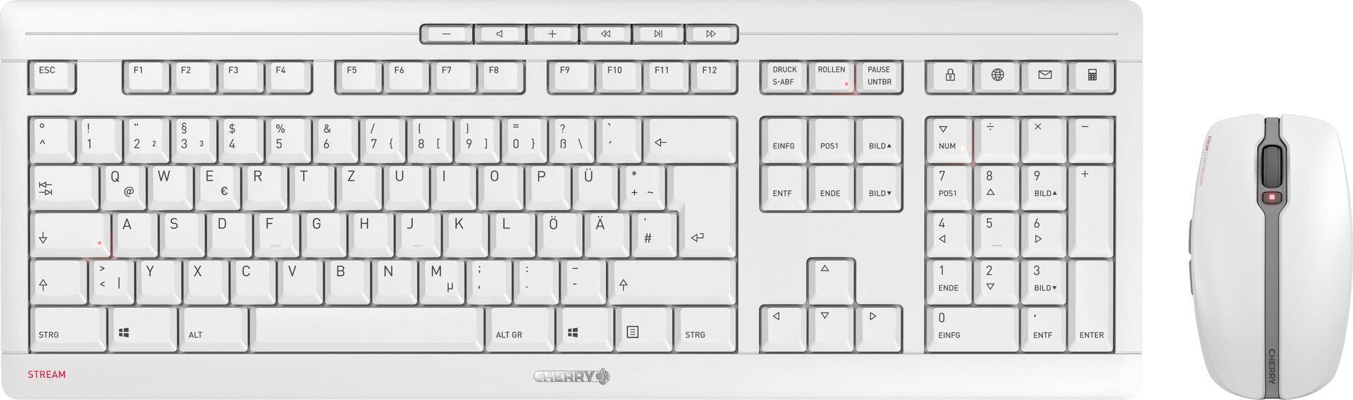 CHERRY STREAM DESKTOP RECHARGE - Tastatur-und-Maus-Set - kabellos - 2.4 GHz - QWERTY - GB - Tastenschalter: CHERRY SX - Pale Gray von Cherry