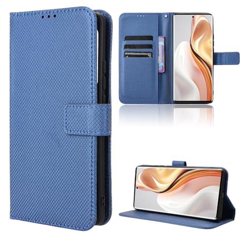 Cheshaoping Premium Flip Magnetic Leder Tasche Hülle TPU Silikon Case Für Redmi K60 / K60 Pro Ledertasche Handyhülle Handy Tasche Schutzhülle Cover Etui Blau von Cheshaoping