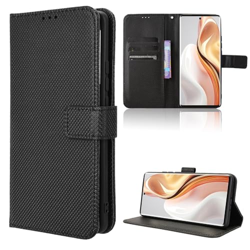 Cheshaoping Premium Flip Magnetic Leder Tasche Hülle TPU Silikon Case Für TCL 40 XL Ledertasche Handyhülle Handy Tasche Schutzhülle Cover Etui Schwarz von Cheshaoping