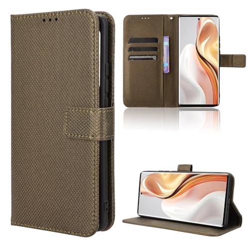 Cheshaoping Premium Flip Magnetic Leder Tasche Hülle TPU Silikon Case Für TCL 501 4G Ledertasche Handyhülle Handy Tasche Schutzhülle Cover Etui Braun von Cheshaoping