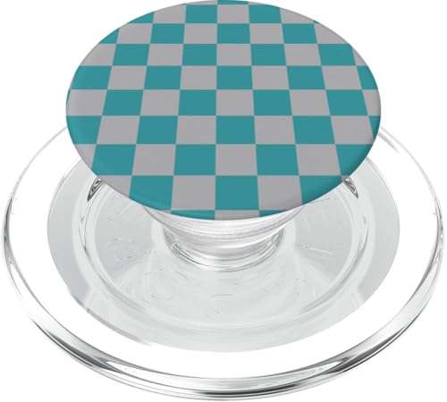 Blaugrünes und graues Schachbrettmuster, kariert PopSockets PopGrip für MagSafe von Chess & Checkerboard Patterns