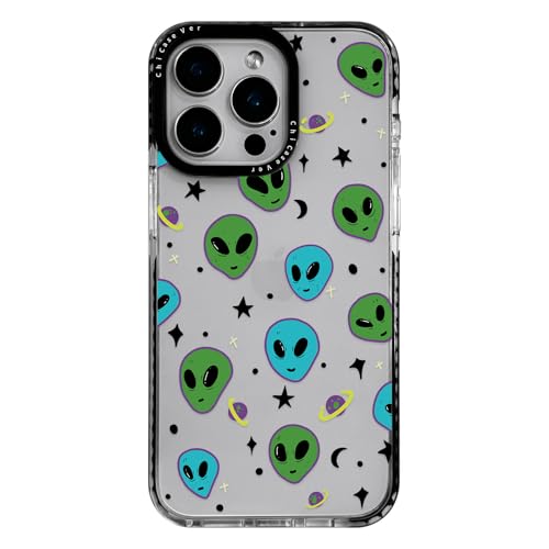 ChiCaseVer Schutzhülle für iPhone 16 Pro Max, Alien-Emoji-Glitzer, blau-grün, für Teenager, Mädchen, Jungen, coole, einzigartige, weiche, schlanke TPU-Schutzhülle für iPhone 16 Pro Max von ChiCaseVer