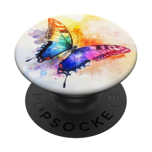 Niedlicher Schmetterling Chic Schmetterlinge Regenbogen PopSockets Klebender PopGrip von Chic Boho Moth and Butterfly Pattern Designs