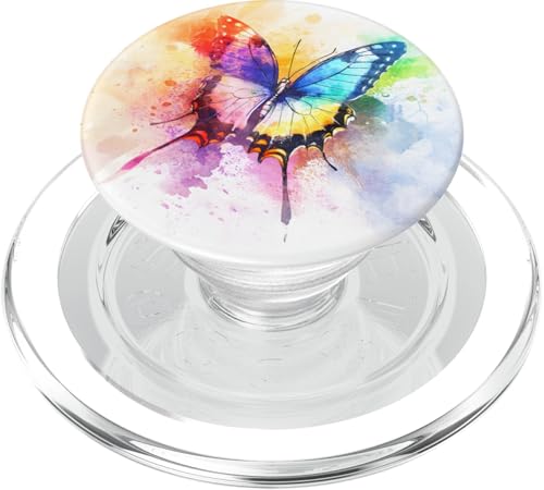 Niedlicher Schmetterling Chic Schmetterlinge Regenbogen PopSockets PopGrip für MagSafe von Chic Boho Moth and Butterfly Pattern Designs