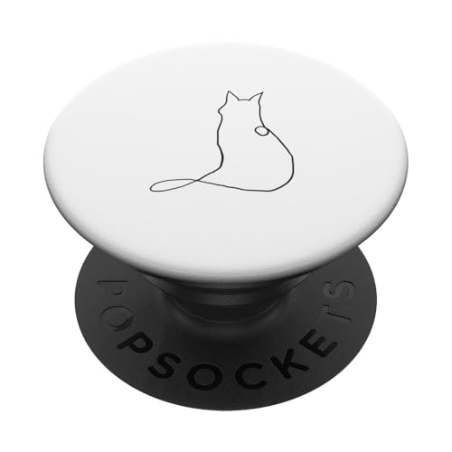 Cat Line Art Kitten Silhouette Katze PopSockets Klebender PopGrip von Chic Cat and Kitten Designs