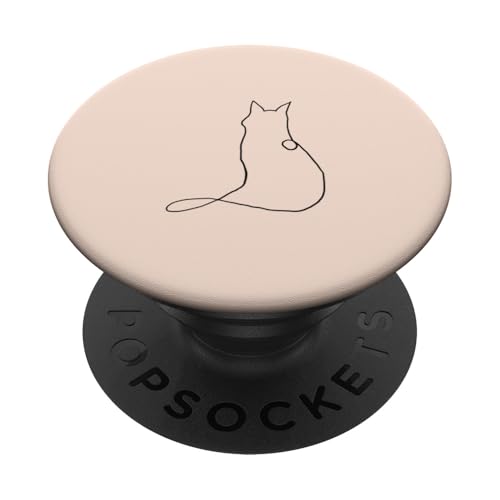 Cat Line Art Kitten Silhouette Katze PopSockets Klebender PopGrip von Chic Cat and Kitten Designs