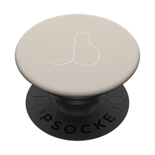 Cat Line Art Niedliches Kätzchen Minimalistische Katzen-Silhouette PopSockets Klebender PopGrip von Chic Cat and Kitten Designs