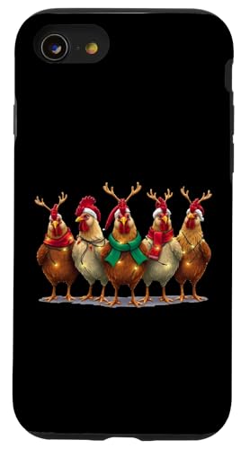 Hülle für iPhone SE (2020) / 7 / 8 Huhn Weihnachtsbeleuchtung Bauernhof Tier Niedlich Xmas Lustig Urlaub von Chicken Christmas Lights Outfit Party Xmas Holiday