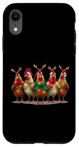 Hülle für iPhone XR Huhn Weihnachtsbeleuchtung Bauernhof Tier Niedlich Xmas Lustig Urlaub von Chicken Christmas Lights Outfit Party Xmas Holiday