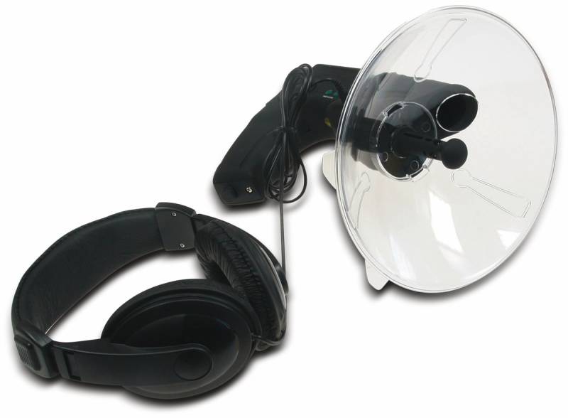 CHILITEC Parabol-Richtmikrofon PRM-1, mit Kopfhörer und Aufnahmefunktion von ChiliTec