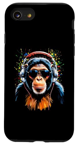 Hülle für iPhone SE (2020) / 7 / 8 Funky DJ Monkey mit Schirmen und Kopfhörern von Chill Groove Shades