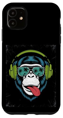 Hülle für iPhone 11 Cooler Affe mit Kopfhörern - Vibrant Ape Monkey von Chill Vibes Monkey Apparel