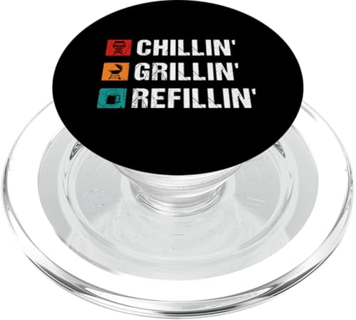 Lustiges BBQ Grillen Fleischgrill Smoker Barbecue PopSockets PopGrip für MagSafe von Chillin' Grillin' Refillin' BBQ