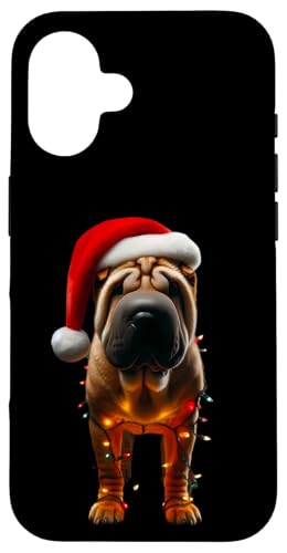 Hülle für iPhone 16 Chinesische Shar-Pei Weihnachtsmannmütze, Weihnachtsbeleuchtung, Hundebesitzer, Mutter von Chinese Shar-Pei Christmas Products