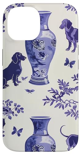 Hülle für iPhone 14 Adrette lila & weiße Toile Chinoiserie Dogs and Ginger Jar von Chinoiserie Dogs and Ginger Jar Designs