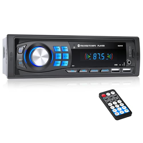 Autoradio Bluetooth 5.0, Chismos Auto Radio Bluetooth Radio 1 DIN Autoradio FM Unterstützt MP3-Player 2USB/AUX-in/SD/TF/Fernbedienung/Schnellladung/Kompatibel mit iOS von Chismos