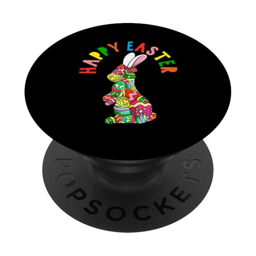 Happy Easter Bunte Schokoladeneier Häschen Fliege Form PopSockets Klebender PopGrip von Chocolate Easter Day Costume