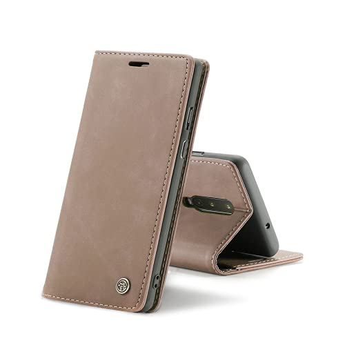 Chocoyi Kompatibel mit OnePlus 8 Hülle Leder,Magnetverschluss Premium PU Leder Flip Case,Standfunktion.-Braun von Chocoyi