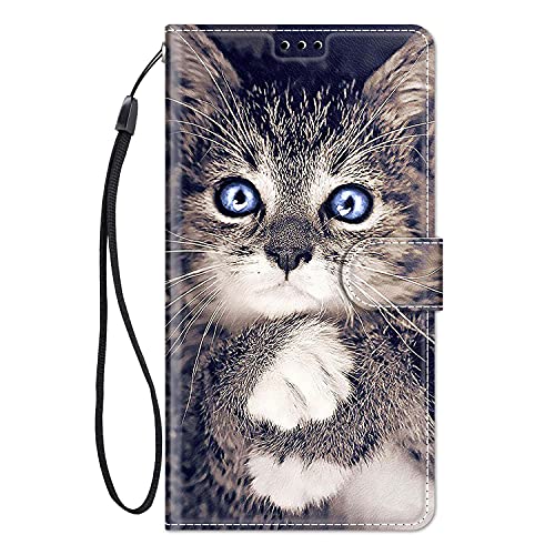 ChoosEU Hülle für Samsung Galaxy A25 5G Klapphülle Muster Handytasche Leder Schutzhülle Flip Case Stoßfeste Silikon Motive für Mädchen Handyhülle Motiv Klappbar Lederhülle Cover - Grau Katze von Choeeu