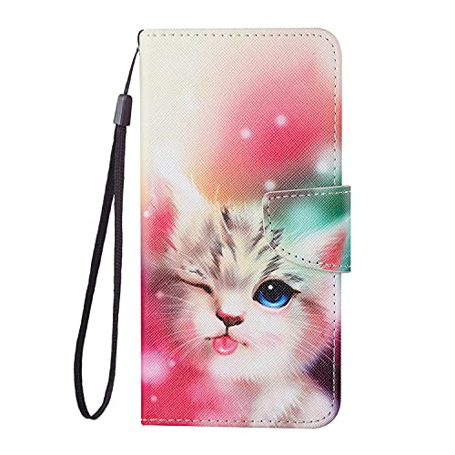 ChoosEU Hülle für Samsung Galaxy A34 5G Klapphülle Lederhülle Standfunktion Schutzhülle Stoßfeste Silikon Handyhülle Motiv Handytasche Mädchen Leder Filp Case Klappbar Cover Galaxy A34 5G - Rosa Katze von Choeeu