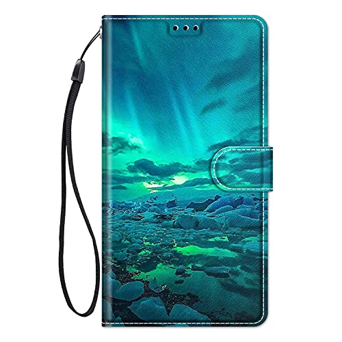 ChoosEU Hülle für Samsung Galaxy A55 5G Klapphülle Muster Handytasche Leder Schutzhülle Flip Case Stoßfeste Silikon Motive für Mädchen Handyhülle Motiv Klappbar Lederhülle Cover - Grün Licht von Choeeu